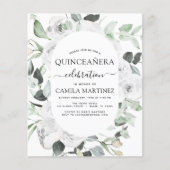 Budget Quinceañera Eucalyptus Floral Invitation Flyer (Voorkant)