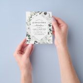 Budget Quinceañera Eucalyptus Floral White Roses Flyer (Hand)