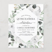 Budget Quinceañera Eucalyptus Floral White Roses Flyer (Voorkant)