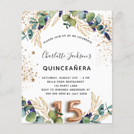 Budget quinceanera eucalyptus greenery glitter