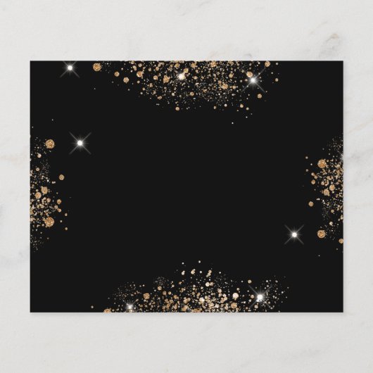 Budget Quinceanera-feest zwart goud save the date (Achterkant)