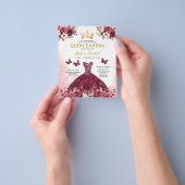 Budget Quinceanera Floral Bourgondië Prinses Flyer (Hand)