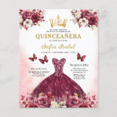 Budget Quinceanera Floral Bourgondië Prinses Flyer (Voorkant)