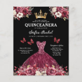 Budget Quinceanera Floral Bourgondië Prinses Flyer (Voorkant)