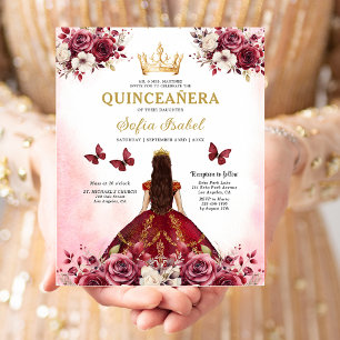 Budget Quinceanera Floral Bourgondië Prinses Flyer