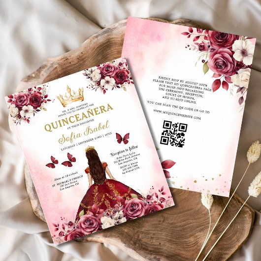 Budget Quinceanera Floral Bourgondië Prinses Flyer