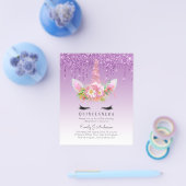 BUDGET Quinceanera Glitter Unicorn Anicorn Winged Flyer (Enkel)