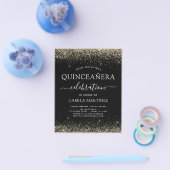Budget Quinceanera Gold Black Modern Glitter Flyer (Enkel)