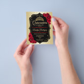 Budget Quinceanera - Gold Black Red Uitnodiging Flyer (Hand)