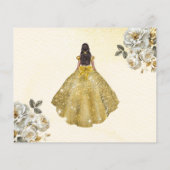 Budget Quinceanera Gold Save the Date Floral Flyer (Achterkant)