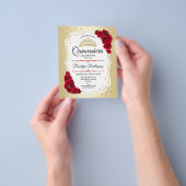 Budget Quinceanera - Gold White Red Uitnodiging Flyer (Hand)