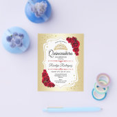Budget Quinceanera - Goud Wit Rode Uitnodiging Flyer (Enkel)