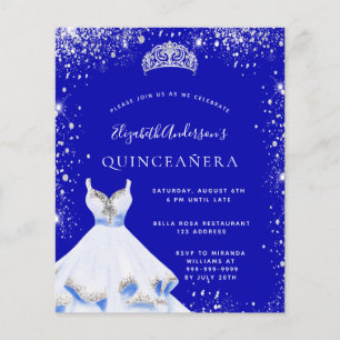Budget Quinceanera koninklijke blauwe jurk uitnodi