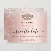 Budget Quinceanera masquerade roos gold save date (Voorkant / Achterkant)