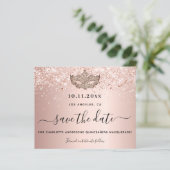 Budget Quinceanera masquerade roos gold save date (Staand voorkant)