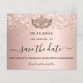 Budget Quinceanera masquerade roos gold save date (Voorkant)