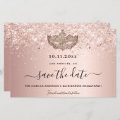 Budget Quinceanera masquerade roos gold save date (Voorkant / Achterkant)