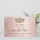 Budget Quinceanera masquerade roze goud bewaar dat (Staand voorkant)