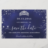 Budget Quinceanera navy blue Silver Save date (Voorkant)