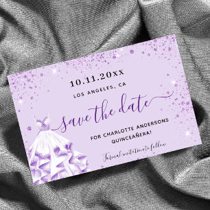 Budget Quinceanera paars lavendel save the date