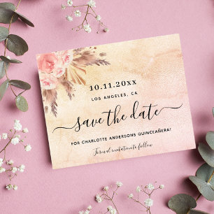 Budget Quinceanera pampas roze save the date
