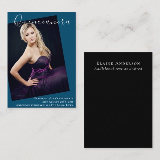 BUDGET Quinceanera PHOTO Uitnodiging tot aankondig (Voorkant / Achterkant)