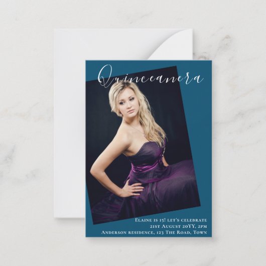 BUDGET Quinceanera PHOTO Uitnodiging tot aankondig (Voorkant)