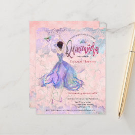 Budget Quinceanera Pink Danske Girl Uitnodiging