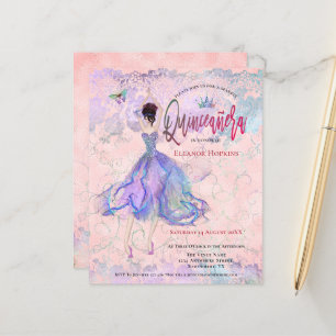 Budget Quinceanera Pink Danske Girl Uitnodiging