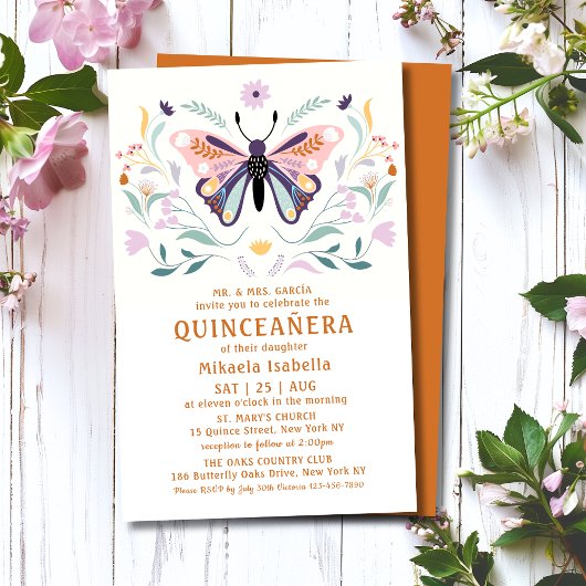 Budget Quinceañera Pink Paars Butterfly Floral Flyer