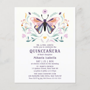 Budget Quinceañera Pink Paars Butterfly Floral Flyer