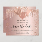 Budget Quinceanera roos gold glitter save the date (Voorkant / Achterkant)