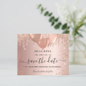 Budget Quinceanera roos gold glitter save the date (Staand voorkant)