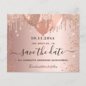 Budget Quinceanera roos gold glitter save the date (Voorkant)