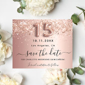 Budget Quinceanera roos gold glitter save the date