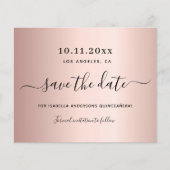 Budget Quinceanera roos gold save the date (Voorkant)