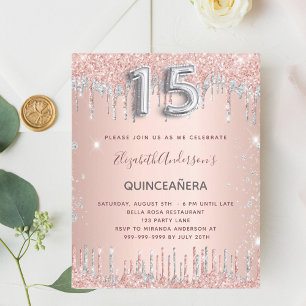 Budget Quinceanera roos Gold Silver Glitter