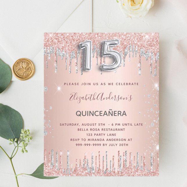 Budget Quinceanera roos Gold Silver Glitter (Creator heeft geüpload)