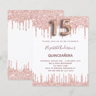 Budget Quinceanera roos goud glitter druppelt roze