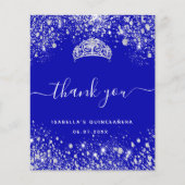 BUDGET Quinceanera royal blue glitter dank u (Voorkant)
