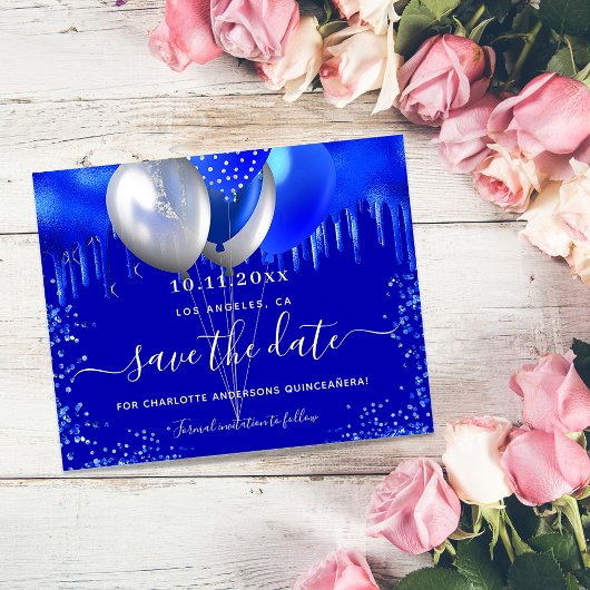 Budget Quinceanera royal blue save the date