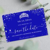 Budget Quinceanera royal blue Silver save date