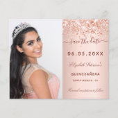 Budget Quinceanera roze blos foto Bewaar de datum (Voorkant)