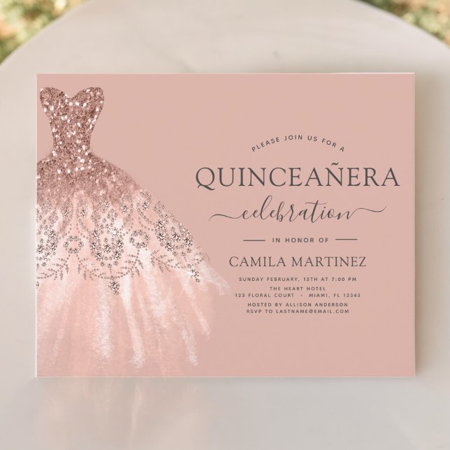 Budget Quinceanera Roze Roze Glitter Uitnodiging (Creator heeft geüpload)