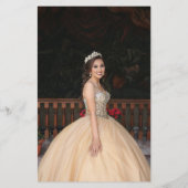 Budget Quinceañera Roze Vlinder Foto Bloem Flyer (Achterkant)