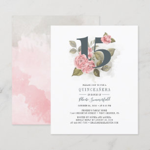 Budget Quinceanera Rustic Sage Green Pink Floral