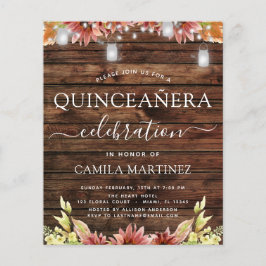 Budget Quinceanera Rustic Wood Autumn Sunflower