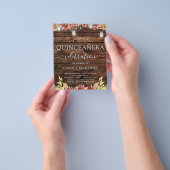 Budget Quinceanera Rustic Wood Autumn Sunflower Flyer (Hand)