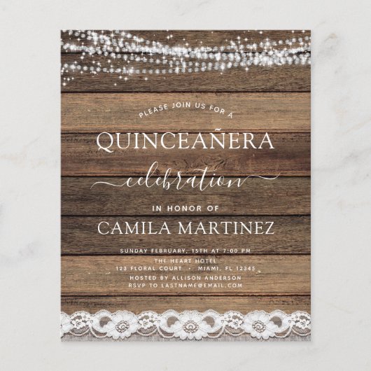Budget Quinceanera Rustieke Boerderij Kant Flyer (Voorkant)