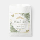 Budget Quinceañera Sage Groene Bloemvlinders Bedankzakje (Voorkant)